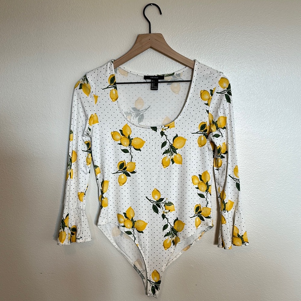 Forever 21 Long Sleeve Lemon Bodysuit. Large.